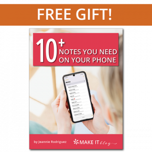 FREE GIFT with picture of the cover of a book that says "10+ notes you NEED on your phone!"